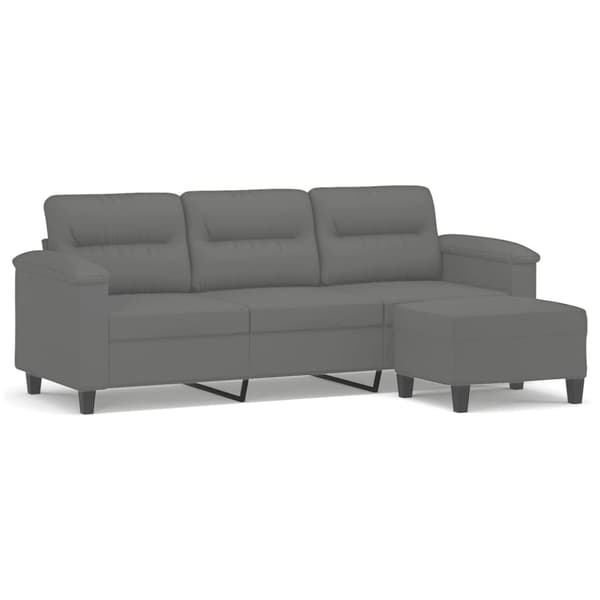 vidaXL 3-sitssoffa med fotpall mörkgrå 180 cm mikrofibertyg