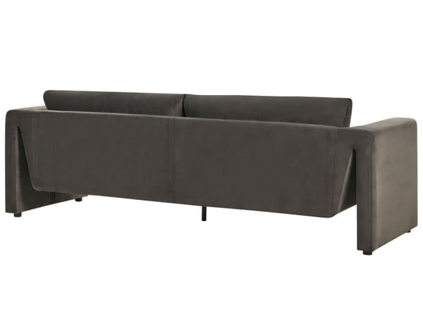 Trepersoners sofa med armlæn i grafitvelour og dekorative ryghynder