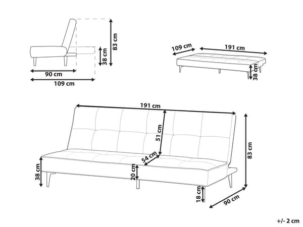 Bäddsoffa Mörkgrå Tyg Modernt Vardagsrum Konvertibel 3-Sitsig Soffa utan Armstöd Minimalistisk Design Vardagsrum Sovrum