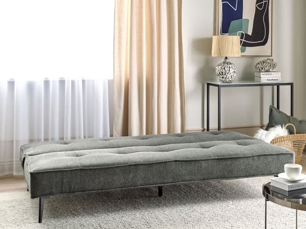 Bäddsoffa Mörkgrå Tyg Modernt Vardagsrum Konvertibel 3-Sitsig Soffa utan Armstöd Minimalistisk Design Vardagsrum Sovrum