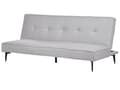 Miniatyrbild 5 av 11: Bäddsoffa Ljusgrå Tyg Modernt Vardagsrum Konvertibel 3-Sitsig Soffa utan Armstöd Minimalistisk Design Vardagsrum Sovrum