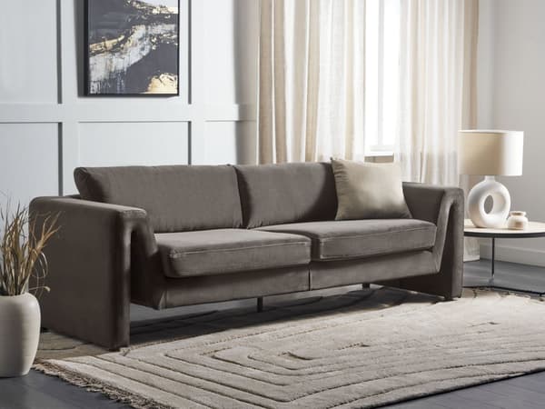 Sofa Grafittgrå Fløyel 3-seter Armlener Ryggstøtte med puter Moderne design Stue