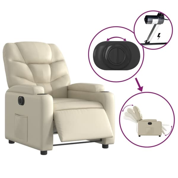 vidaXL Elektrisk reclinerfåtölj gräddvit konstläder