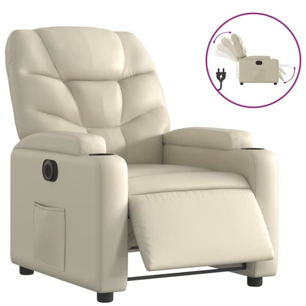 vidaXL Elektrisk reclinerfåtölj gräddvit konstläder