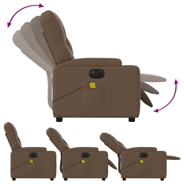 vidaXL Elektrisk massagefåtölj brun tyg