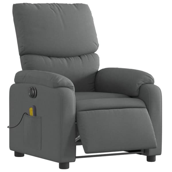 vidaXL Elektrisk massagefåtölj mörkgrå tyg