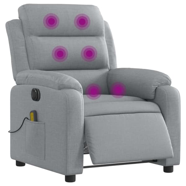 vidaXL Elektrisk massagefåtölj ljusgrå tyg