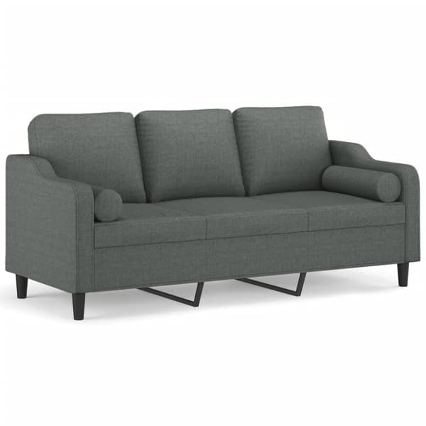 vidaXL 3-personers sofa med pyntepuder 180 cm stof mørkegrå