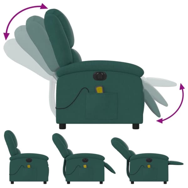 vidaXL Elektrisk massagefåtölj mörkgrön tyg