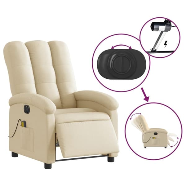 vidaXL eldrevet massagestol stof cremefarvet