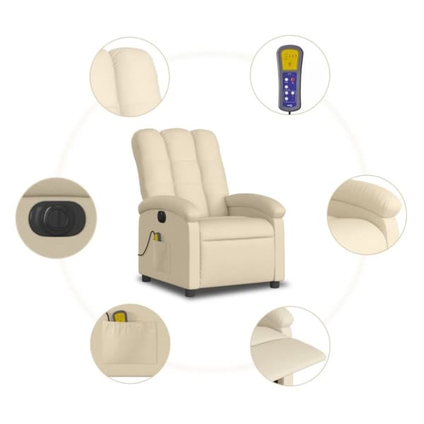 vidaXL eldrevet massagestol stof cremefarvet
