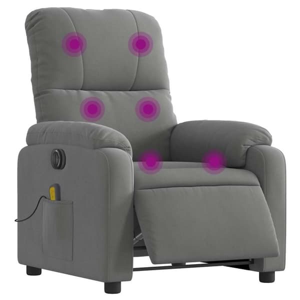 vidaXL Elektrisk massagefåtölj mörkgrå mikrofibertyg