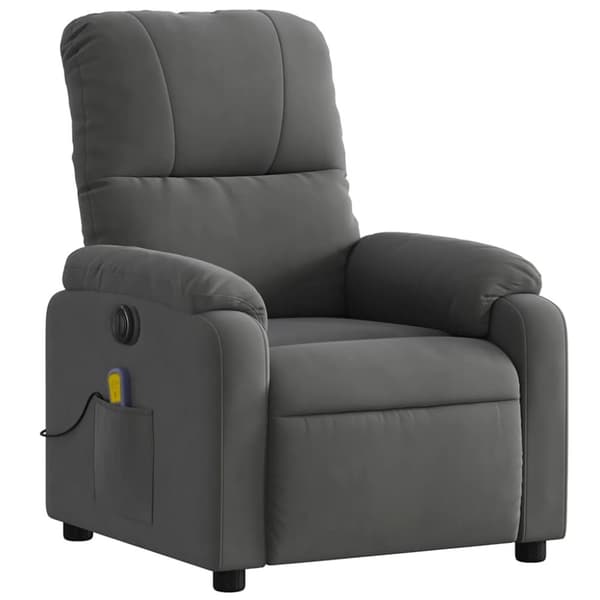 vidaXL Elektrisk massagefåtölj mörkgrå mikrofibertyg