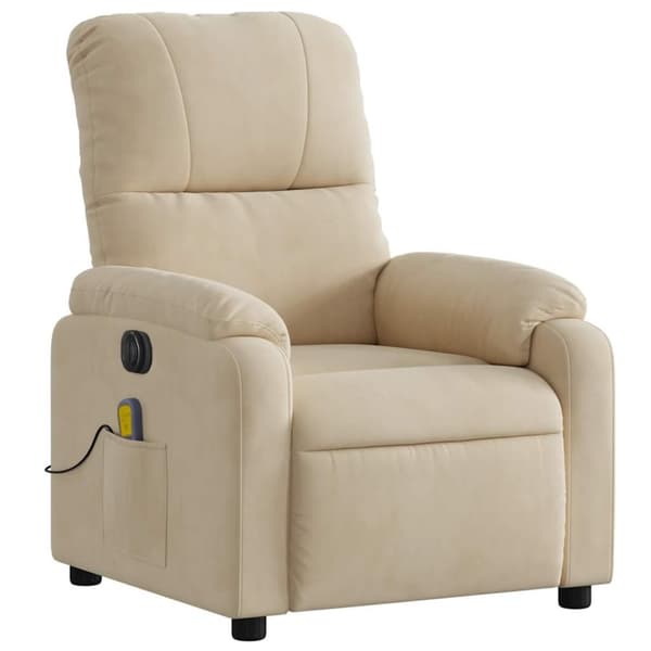 vidaXL massagestol mikrofiberstof cremefarvet