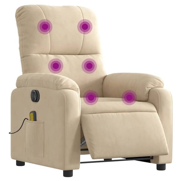 vidaXL Elektrisk massagefåtölj gräddvit mikrofibertyg