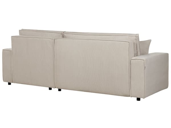 Kulmasohva beige kahdelle vakosamettiverhoilu vasen koristetyynyt vuodesohva moderni