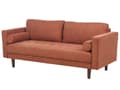 Miniatyrbilde 4 av 11: Sofa Gyldenbrun Stoff Polstret 3-seter med tykk polstret ryggstøtte Klassisk Retro Design Stue