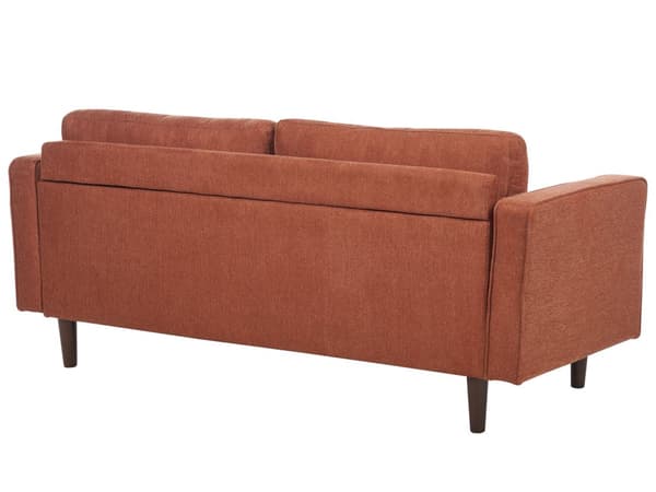 Sofa Gyldenbrun Stoff Polstret 3-seter med tykk polstret ryggstøtte Klassisk Retro Design Stue