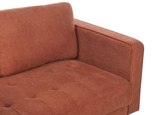 Sofa Gyldenbrun Stoff Polstret 3-seter med tykk polstret ryggstøtte Klassisk Retro Design Stue