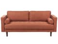 Miniatyrbilde 1 av 11: Sofa Gyldenbrun Stoff Polstret 3-seter med tykk polstret ryggstøtte Klassisk Retro Design Stue