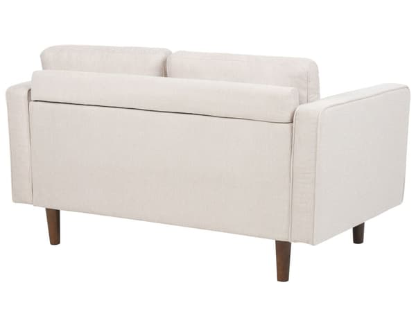 Sofa i Beige-stoff med polstret 2-seters pute og tykt polstret ryggstøtte Klassisk retrodesign Stue