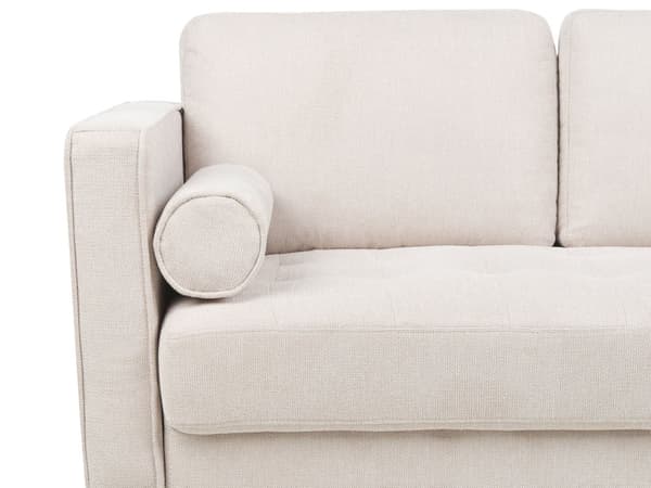 Sofa i Beige-stoff med polstret 2-seters pute og tykt polstret ryggstøtte Klassisk retrodesign Stue