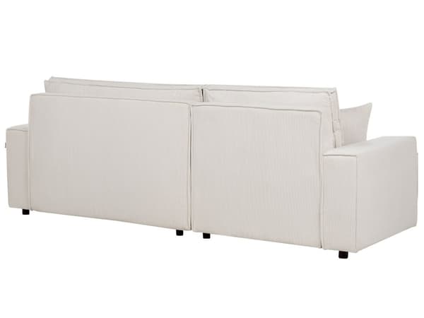 Høyre Hjørnesofa Off-white Stoffsnor med Sovesofa med Uttrekkbar Polstret Rygg med Sovefunksjon