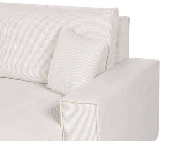 Høyre Hjørnesofa Off-white Stoffsnor med Sovesofa med Uttrekkbar Polstret Rygg med Sovefunksjon