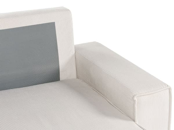 Høyre Hjørnesofa Off-white Stoffsnor med Sovesofa med Uttrekkbar Polstret Rygg med Sovefunksjon