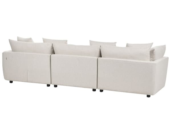 3-seters sofa i off-white polyesterstoff Sofa med ottomansk fotskammel og ekstra puter