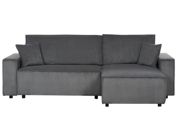Venstre Hjørnesofa Grafittgrå Stoffsnor Polstret med Sovesofa med Uttrekkbar Polstret Rygg og Sovefunksjon