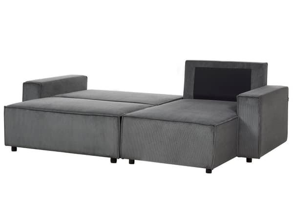 Venstre Hjørnesofa Grafittgrå Stoffsnor Polstret med Sovesofa med Uttrekkbar Polstret Rygg og Sovefunksjon