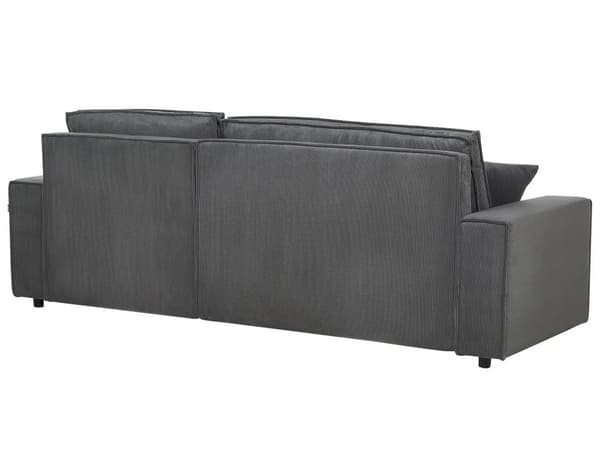 Venstre Hjørnesofa Grafittgrå Stoffsnor Polstret med Sovesofa med Uttrekkbar Polstret Rygg og Sovefunksjon