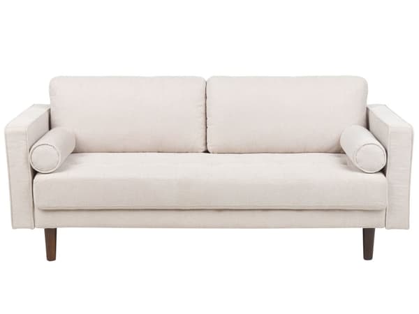 Sovesett beige stoffkledd 3-seter med lenestol med tykk polstret ryggstøtte Klassisk retrodesign Stue
