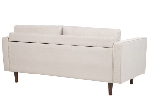 Sovesett beige stoffkledd 3-seter med lenestol med tykk polstret ryggstøtte Klassisk retrodesign Stue
