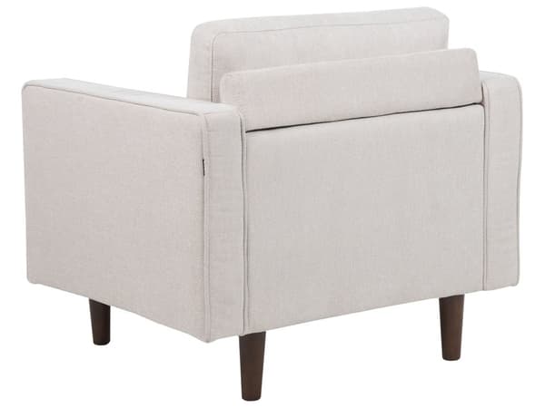 Sovesett beige stoffkledd 3-seter med lenestol med tykk polstret ryggstøtte Klassisk retrodesign Stue
