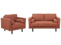 Miniatyrbillede 1 af 11: Sofasæt Brun Stof 3 Personers Sofagruppe 2 1 Sofa og Lænestol Sæt Design Stue Indretning