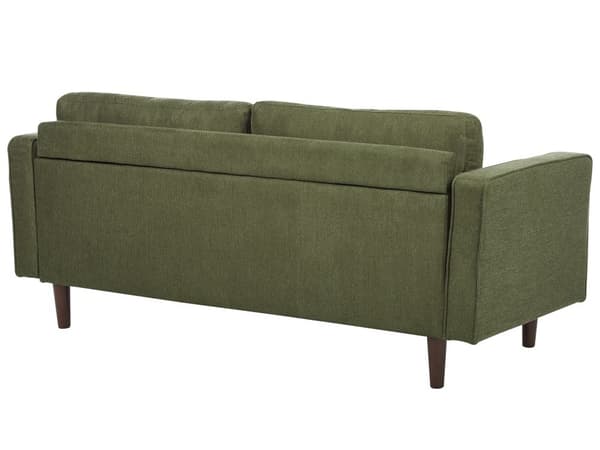 Soffa 3-sitsig Grön Klädd Stoppad Kraftigt Vadderad Ryggstöd Klassisk Retro Design Vardagsrum