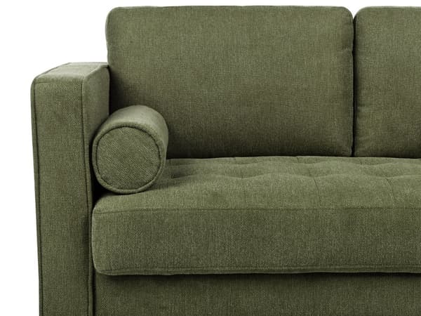 Soffa 3-sitsig Grön Klädd Stoppad Kraftigt Vadderad Ryggstöd Klassisk Retro Design Vardagsrum