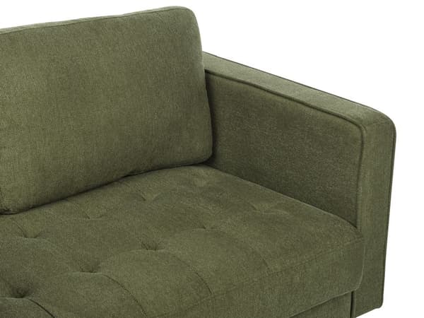 Soffa 3-sitsig Grön Klädd Stoppad Kraftigt Vadderad Ryggstöd Klassisk Retro Design Vardagsrum