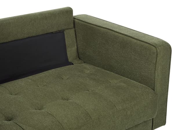 Soffa 3-sitsig Grön Klädd Stoppad Kraftigt Vadderad Ryggstöd Klassisk Retro Design Vardagsrum