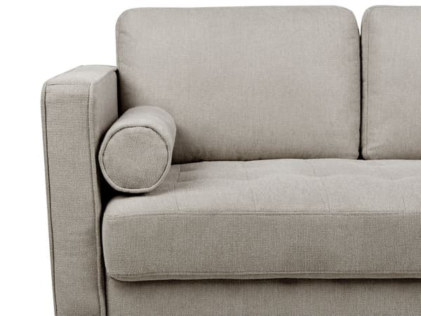 Soffa Taupe Klädd i tyg 3-sits Vadderad Tjock stoppad Rygg Classic Retro Design Vardagsrum