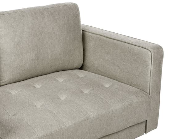 Soffa Taupe Klädd i tyg 3-sits Vadderad Tjock stoppad Rygg Classic Retro Design Vardagsrum