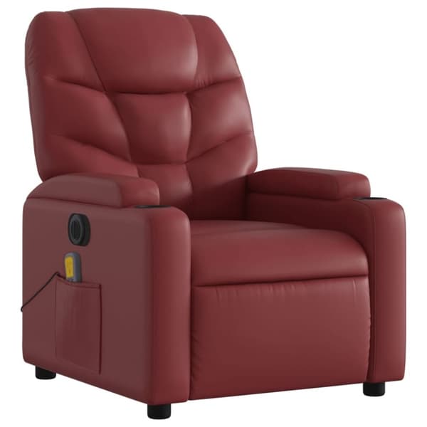 vidaXL Elektrisk massagefåtölj vinröd konstläder
