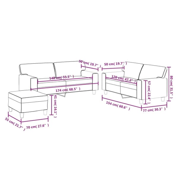 vidaXL sofasæt 3 dele kunstlæder sort
