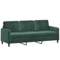 Miniatyrbillede 3 af 8: vidaXL 3-personers sofa med pyntepuder 180 cm velour mørkegrøn