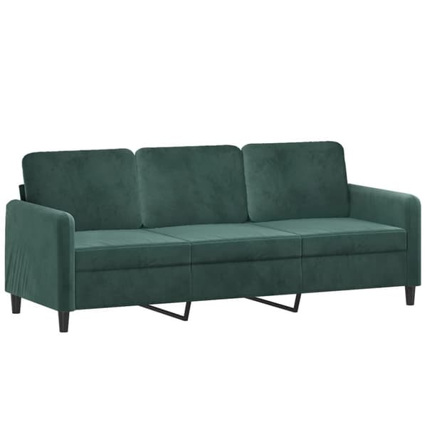 vidaXL 3-personers sofa med pyntepuder 180 cm velour mørkegrøn