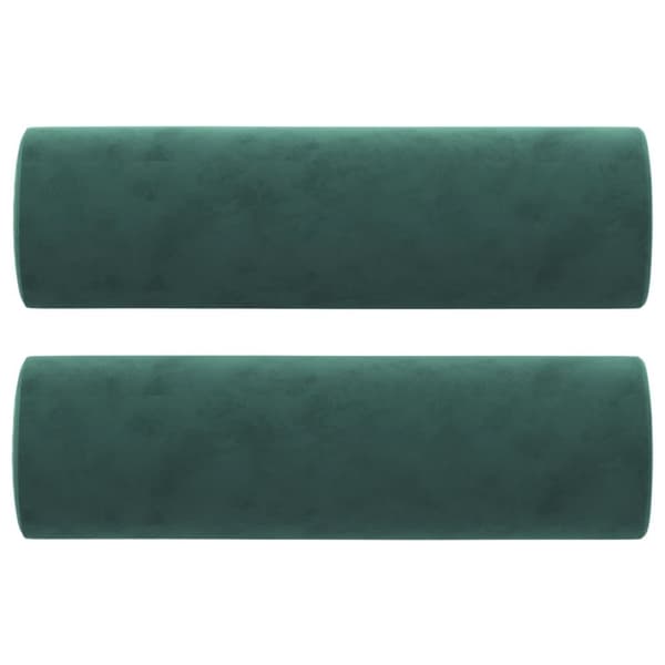 vidaXL 3-personers sofa med pyntepuder 180 cm velour mørkegrøn