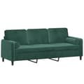 Miniatyrbillede 2 af 8: vidaXL 3-personers sofa med pyntepuder 180 cm velour mørkegrøn