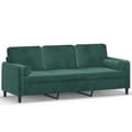Miniatyrbillede 1 af 8: vidaXL 3-personers sofa med pyntepuder 180 cm velour mørkegrøn